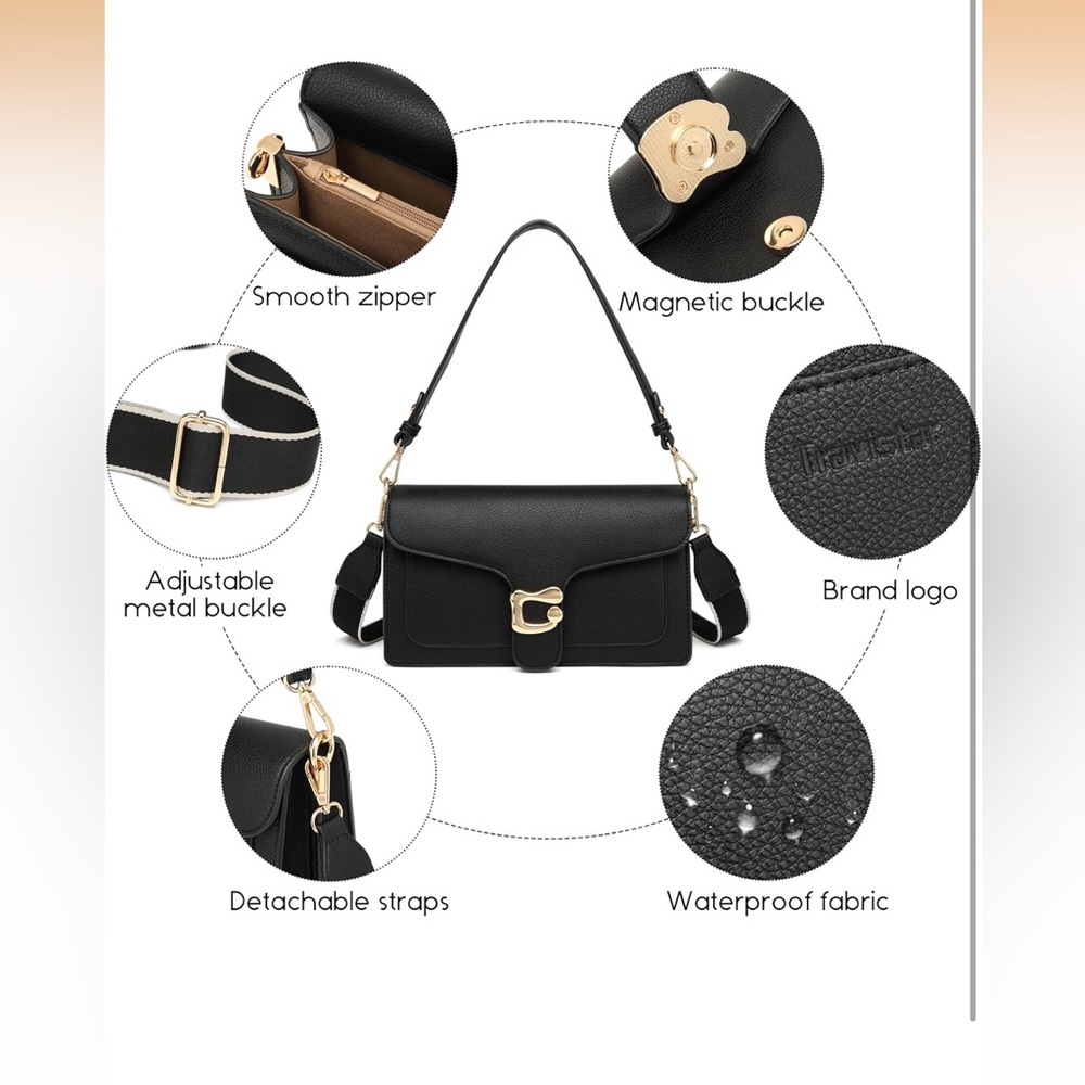 Elegant Black Shoulder Bag - Picture 6 of 10